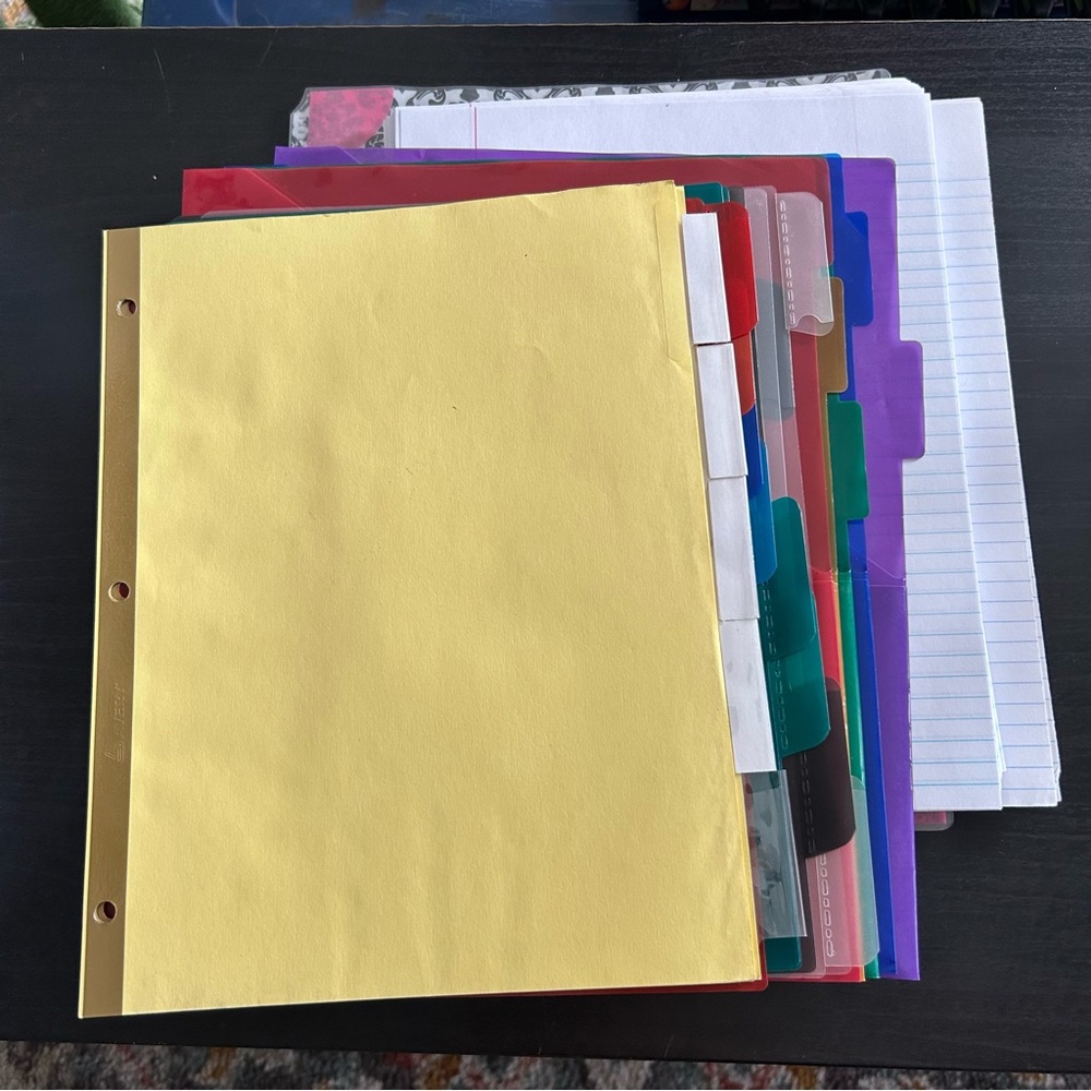 School Supplies Binder dividers Paper Folders